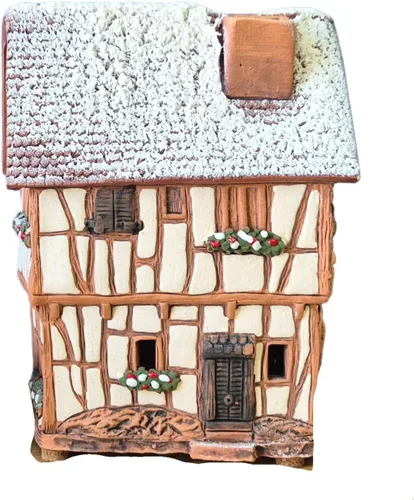 Miniatura 7 de Colección de casas y pueblos de cerámica - Casa hecha a mano en miniatura de bodega histórica en Bernkastel-Kues, Alemania - Vela, cono de incienso