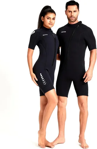 Miniatura 6 de ZCCO Traje de neopreno corto para hombre de 0.118 pulgadas (0.118 in) con cremallera frontal para buceo, natación, surf, esnórquel