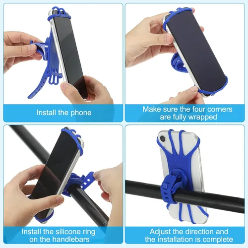 Miniatura 4 de PATIKIL Soporte de teléfono para bicicleta, rotación de 360°, de silicona, para teléfonos de 3 a 6.5 pulgadas, soporte de teléfono ajustable