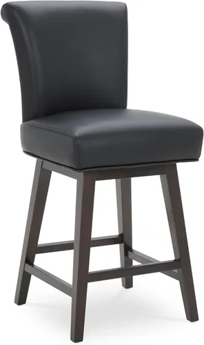 CHITA Taburete giratorio de 26 pulgadas con altura de mostrador, taburete de bar tapizado moderno con respaldo certificado FSC de cuero sintético,