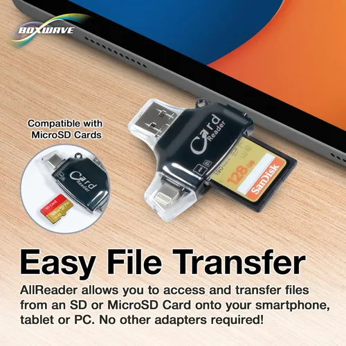 Miniatura 3 de BoxWave Gadget inteligente compatible con Samsung Galaxy S23 Ultra - AllReader Lector de tarjetas SD, lector de tarjetas microSD Compact USB - Negro