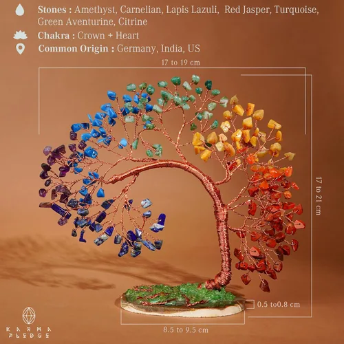 Miniatura 3 de Árbol de la vida de cristal curativo de 7 chakras para decoración, hecho a mano, con cristales y piedras curativas de Reiki, para energía positiva
