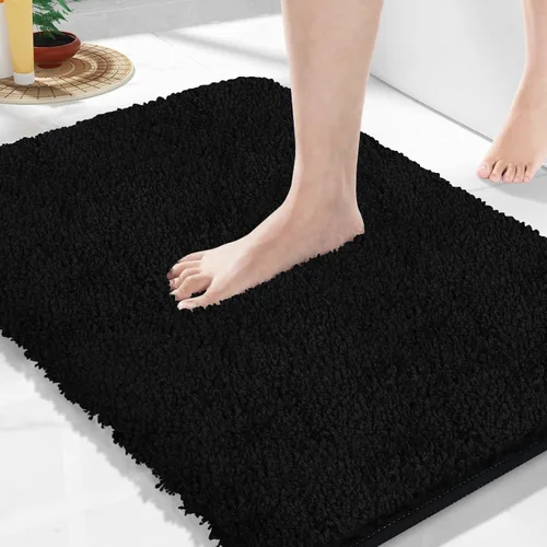Miniatura 18 de Alfombra de baño beige extra larga de 59.1 x 23.6 pulgadas, alfombra de baño grande de microfibra lanuda antideslizante, absorbente, extra suave