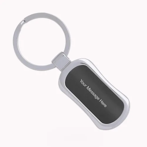 Llavero grabado personalizado con llavero dividido. Disponible en 4 colores clásicos con detalles plateados, personalización gratuita, ideal para
