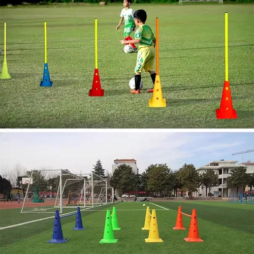 Miniatura 6 de Bastones de entrenamiento de agilidad de fútbol, paquete de 5 unidades, color amarillo, bastones de slalom de velocidad para equipos deportivos