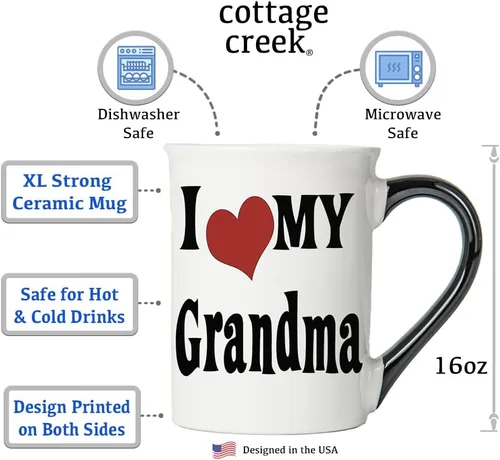 Miniatura 2 de Cottage Creek Tazas Taza de café I Love My Grandma Taza de café de cerámica de 16 onzas Regalos para mujeres, abuela, mamá, nana, abuelos