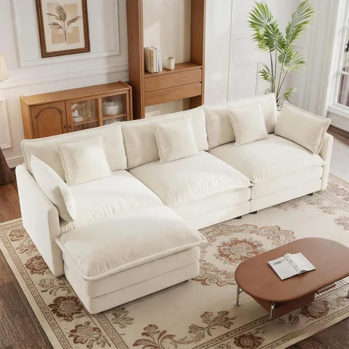 Miniatura 15 de GNIXUU 76" Modular Sectional Sofa, Beige Loveseat Sofa Cloud 2 Seater Couch, Comfy Chenille Love Seats 25" Deep Seat with 2 Pillows for Small Spaces
