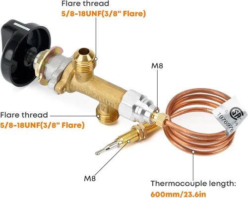 Miniatura 2 de Stanbroil Kit de válvula de control de seguridad de falla de llama de gas propano de baja presión con kit de encendido de botón para hogueras