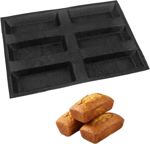 Miniatura 8 de Dioycli Molde de pan de silicona para hornear pan grande de baguette sartén perforada para bollos de perritos calientes, 4 panes, alfombrilla