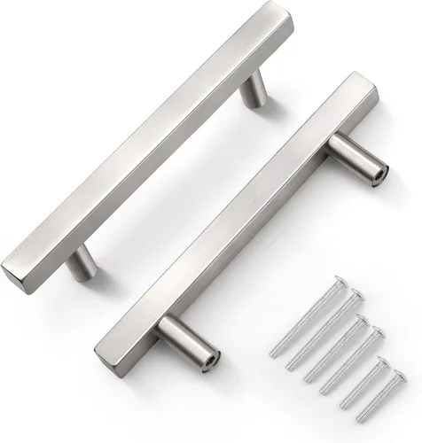 Miniatura 14 de KNOBWELL - Paquete de 5 tiradores modernos de acero inoxidable para puertas de armarios, cajones de cocina, baño, distancia entre agujeros 2.52 Negro