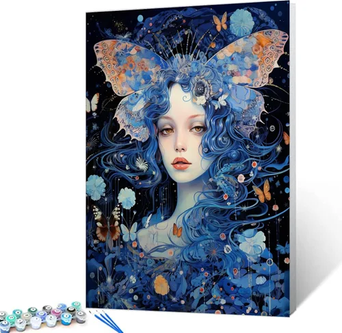 Miniatura 20 de Tucocoo Kit de pintura por números con pinceles y pigmento acrílico sobre lienzo para adultos, estrellas de luna, estilo creativo, proyectos
