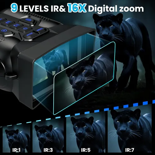 Miniatura 3 de WARMTUYO Gafas de visión nocturna 4K, binoculares de visión nocturna HD de 3.0 pulgadas, visión nocturna infrarroja portátil de 9 niveles, zoom