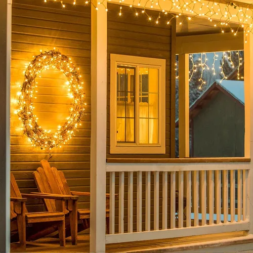Miniatura 8 de Guirnalda de 100 luces LED conectables para interiores y exteriores, luces de Navidad blancas cálidas de 33 pies, impermeables, 13 modos