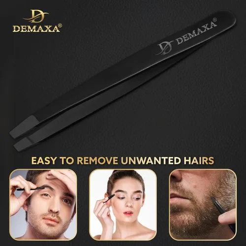 Miniatura 2 de Tijeras profesionales para bigote de punta roma 4.2 prémium para hombres con pinzas inclinadas, 1 peine para bigote, 1 peine y bolsa para barba