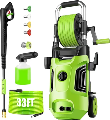 Lavadora a presión eléctrica 4800PSI 2026 Nueva lavadora de energía potable de 4.0 GPM con tubo de 33 pies, 4 boquillas, mejor para el