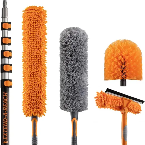Miniatura 10 de Kit de plumero de alto alcance de 36 pies con poste de extensión de 5 a 30 pies/ Kit de limpieza de polvo de techo alto y ventana con poste