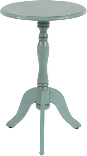 Miniatura 19 de HLR Mesa auxiliar redonda pequeña, mesas auxiliares laterales con pedestal de madera, mesita de noche vintage para sala de estar, dormitorio, Negro