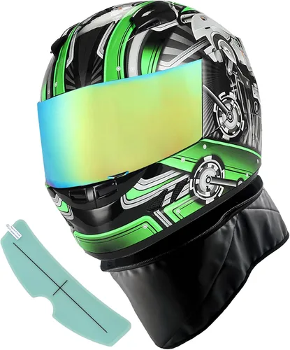 Miniatura 34 de 1Storm - Casco de cabeza completa para motocicleta, diseño de calavera mecánica HJDJ11