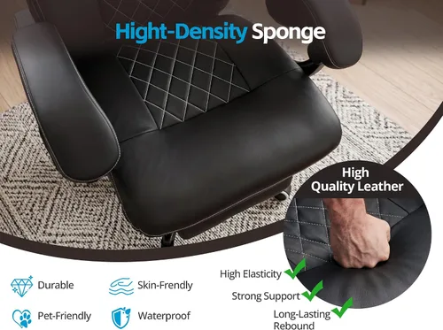 Miniatura 7 de Ergonomic Big and Tall Office Chair with Footrest, PU Leather High Back Executive Gaming Chair, Reclining Wide Computer Desk Chair with Lumbar