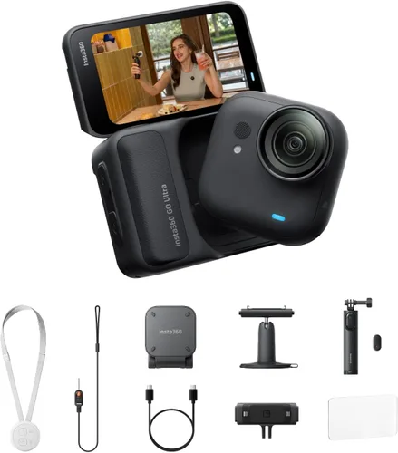 Miniatura 18 de Insta360 GO Ultra - Cámara de vlogging 4K pequeña, manos libres, cámara POV, sensor de 1/1.28 pulgadas, peso de 1.87 oz, FOV de 156°, duración