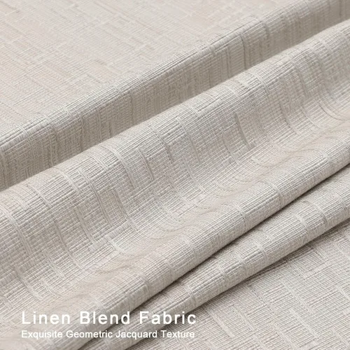 Miniatura 7 de Cortinas de lino jacquard de 63 pulgadas de largo, 2 paneles, cortinas gruesas de lino sintético mezclado, cortinas texturizadas de arpillera