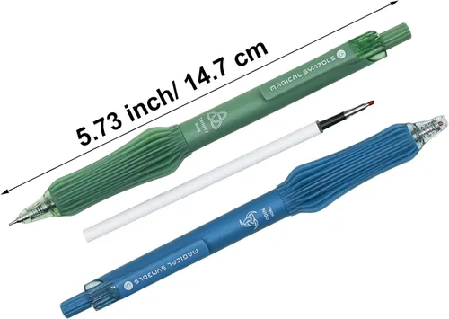 Miniatura 2 de Maydahui 10 bolígrafos de gel Superpower de 0.020 in AS bolígrafo con símbolos mágicos antiguos, agarre de silicona suave, tinta negra de baja