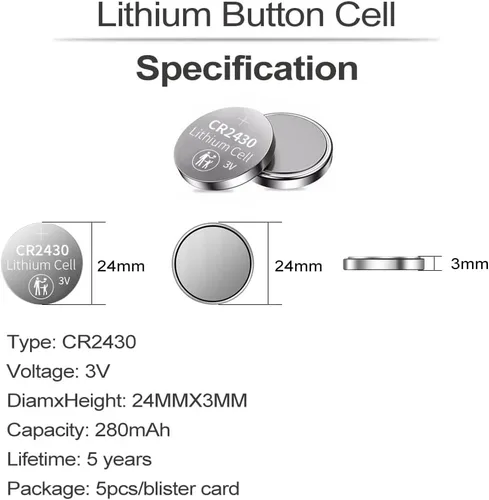 Miniatura 3 de PGSONIC Batería de litio CR2430 3V (5pcs)