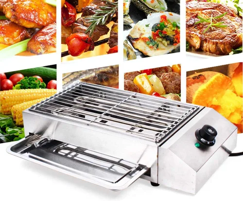 Miniatura 2 de Parrilla eléctrica portátil sin humo, parrilla eléctrica para interiores, control de temperatura, plancha de alimentos de acero inoxidable