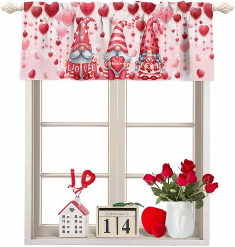 Miniatura 8 de Cortina de cenefas para el 4 de julio, diseño de corazón y bandera americana, cortina patriótica para ventanas de cocina, rojo, blanco y azul