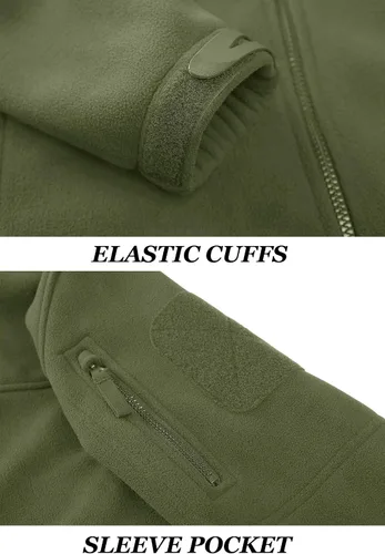 Miniatura 7 de KEFITEVD Chaqueta táctica militar para hombre, para invierno, con cremallera completa, cálida, forro polar, casual, cuello alto, resistente al viento