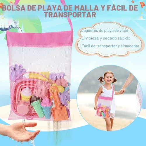 Miniatura 3 de REZUCREY Juguetes de playa, juguetes de arena de helado para niños pequeños, con cubo plegable y palas para niños con bolsa, juguetes de viaje