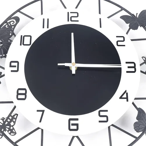 Miniatura 4 de Reloj de pared grande de 20 pulgadas, moderno reloj de pared de péndulo de mariposa, decoración artística silenciosa, sin tictac, decoración