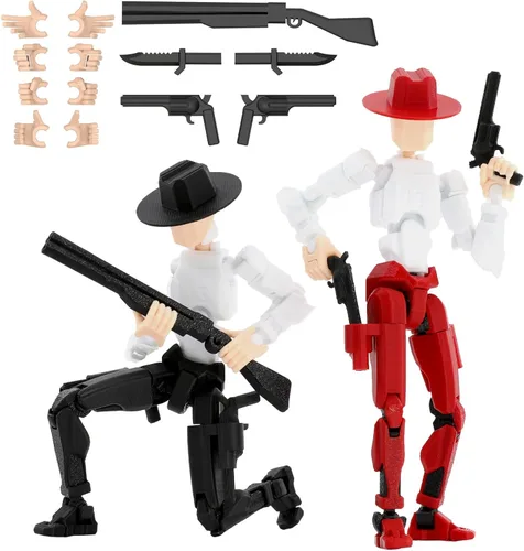 Titan 13 Figura de Acción, Dummy de Vaquero Ya Ensamblado 13 Figuras de Acción para Niños, Paquete de 2, 5.4 pulgadas, Figura de Acción T Lucky 13,