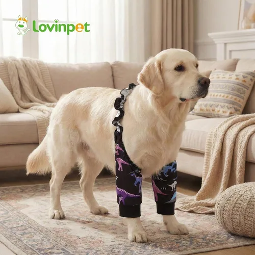 Miniatura 6 de LovinPet Mangas delanteras para perros medianos y grandes, protección de codo elástica en 4 direcciones, recuperación antilamos, prevención de calor