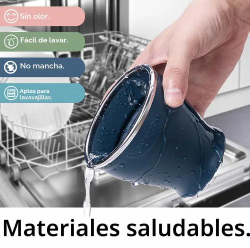 Miniatura 4 de TakeToday Taza de Viaje Plegable - Taza de Agua Plegable de Silicona, Libre de BPA con Tapa y Bolsa Impermeable - Juego de Tazas para Beber