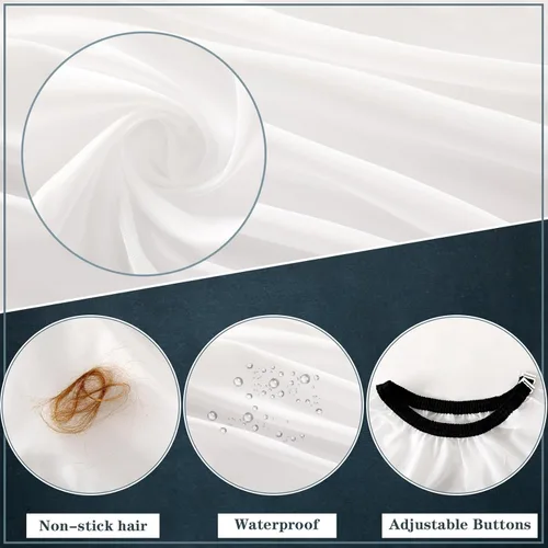 Miniatura 3 de FEBSNOW Capa de peluquería profesional blanca para corte de pelo con cuello ajustable y cepillo de plumero para el cuello, suministros de peluquería
