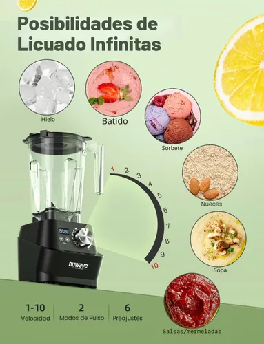 Miniatura 6 de Nuwave Infinity - Licuadora comercial, licuadora resistente para batidos con motor de cobre de 2.5HP y cuchillas cortadas con láser, dura 100 años