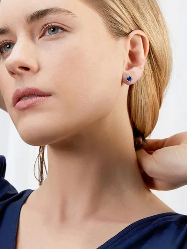 Miniatura 2 de ChicSilver Aretes de plata de ley 925 con forma de corazón brillante, redondaprincesa con piedra natal para mujer, joyería de cumpleaños