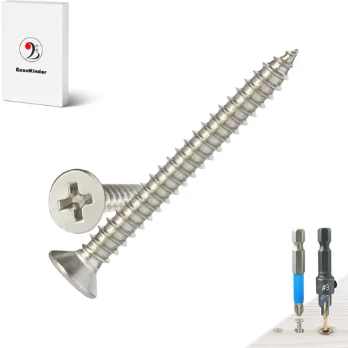 Miniatura 31 de Tornillos para madera, 60 tornillos Phillips de cabeza plana, tornillos de acero inoxidable 304 con kit de avellanado de madera ajustable