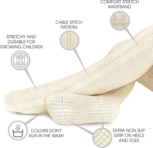 Miniatura 2 de LA ACTIVE Medias de invierno para bebé, acogedoras y cálidas, de punto trenzado, con agarre antideslizante, para bebés, recién nacidos
