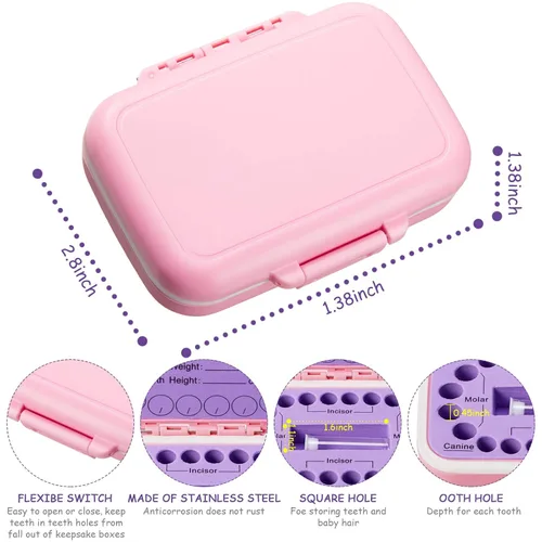 Miniatura 3 de Jetec Caja de dientes de bebé, recuerdo para niños, soporte de almacenamiento de dientes, organizador de dientes para niños, caja de hadas