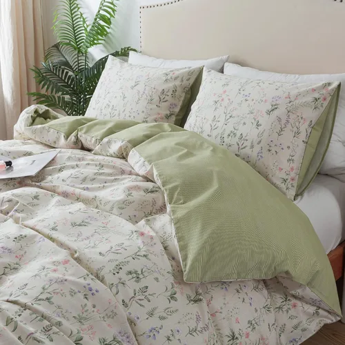 Miniatura 69 de HoneiLife Funda de edredón retro tamaño King, funda de edredón 100% algodón, suave y transpirable, juegos de ropa de cama para cama King