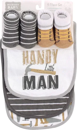 Miniatura 115 de Hudson Baby Conjunto de babero y calcetines unisex de algodón para bebé