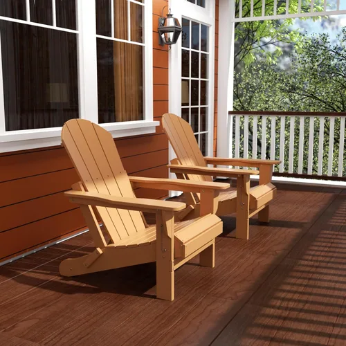 Miniatura 2 de HDPE Laguna Silla Adirondack plegable de polietileno (juego de 2), teca