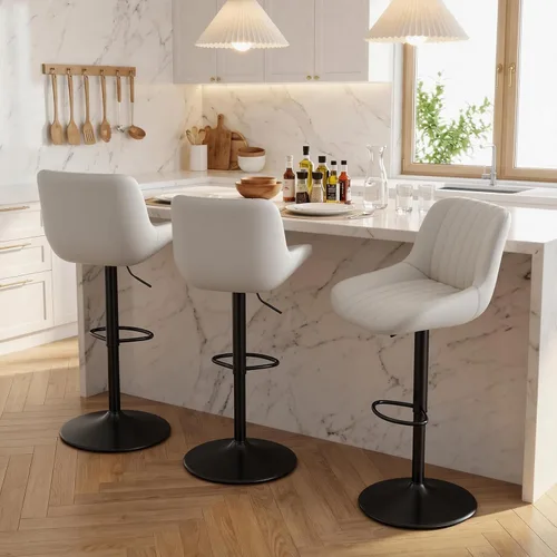 Miniatura 24 de Nalupatio Juego de 1 taburetes de bar, taburetes de bar giratorios modernos ajustables con respaldo, sillas de isla de tela de rendimiento de altura