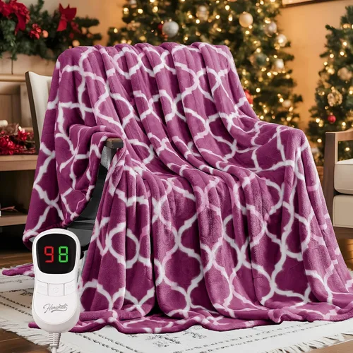 Miniatura 23 de Homemate - Manta eléctrica térmica de franela suave - 50"x60" con 10 niveles de calor rápido, 8 horas de apagado automático, protección contra