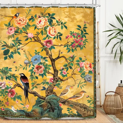 Miniatura 28 de Miyotaa - Juego de cortina de ducha con flores para decorar un baño pequeño o una ventana, 36 pulgadas de ancho x 71 pulgadas de alto, cortina