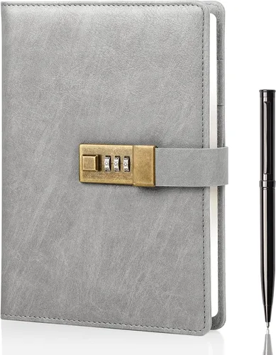 Miniatura 12 de WEMATE Diario con Cerradura, Diario A5 de Cuero PU con Cerradura 240 Páginas, Diario de Cerraduras Vintage, Cuaderno de Contraseña con Bolígrafo