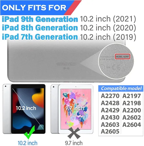 Miniatura 6 de YINLAI Funda para iPad de 9ª, 8ª y 7ª generación de 10.2 pulgadas, iPad Air de 3ª generación con soporte para lápiz y soporte para lápices