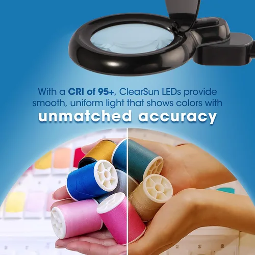 Miniatura 6 de OttLite Lámpara de escritorio LED con lupa que ahorra espacio, aumento de grado óptico, brazo ajustable, cabezal giratorio, portátil para viajar